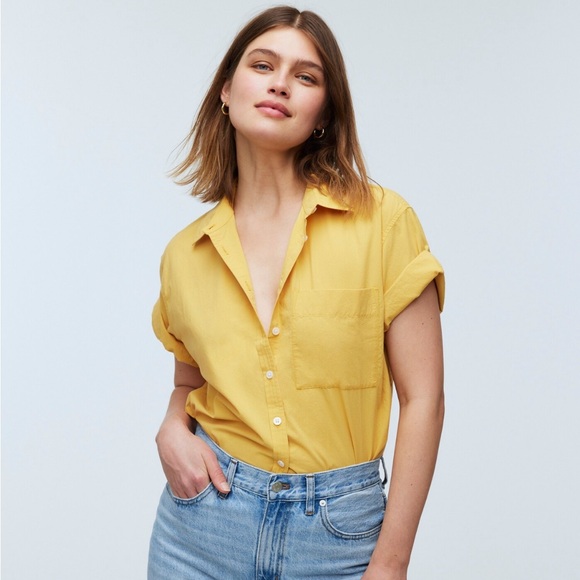 Madewell Tops - Madewell // Poplin Cropped Utility Button-Up Shirt